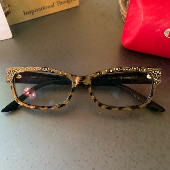 CAVIER, Leopard BLACK Lace Crystal Eyeglass Frames. M 3017 c31, ELEGANT. - Picture 9 of 14